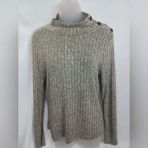 2/$30 LUSH Gray Ribbed Turtleneck Sweater with‎ Button Accents (#999)